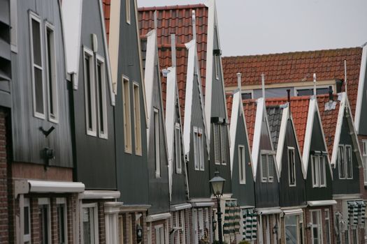 Typical rooftop of homes near Amsterdam in the Netherlands
