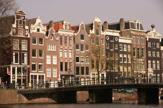Typical city life in Amsterdam, Netherlands