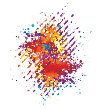 Abstract background in bright colours with ink splats