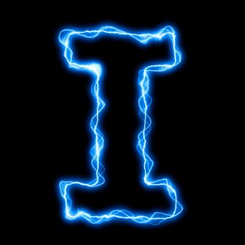 electric lightning or flash font with blue letters on black