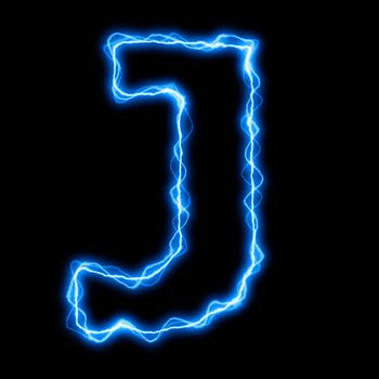 electric lightning or flash font with blue letters on black