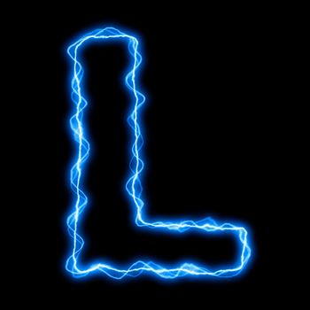 electric lightning or flash font with blue letters on black