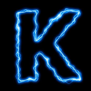 electric lightning or flash font with blue letters on black