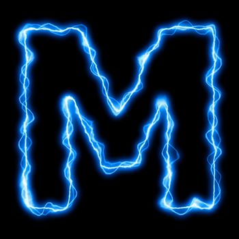 electric lightning or flash font with blue letters on black