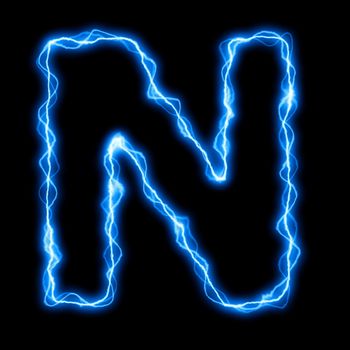 electric lightning or flash font with blue letters on black