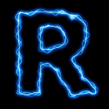 electric lightning or flash font with blue letters on black