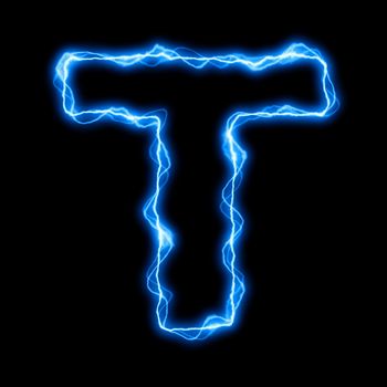 electric lightning or flash font with blue letters on black