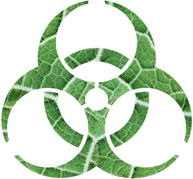 The biohazard from surface of green leaf with foliage
