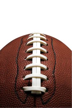 Closeup of American football with clipping path.