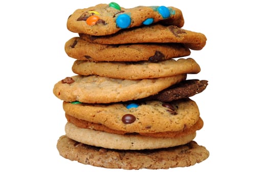 Stack of assorted cookies.  Isolated image with clipping path