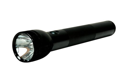 Aluminum flashlight with clipping path.