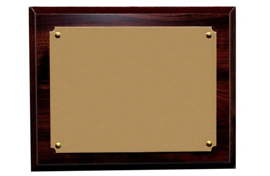 Award plaque with blank display for copy space.