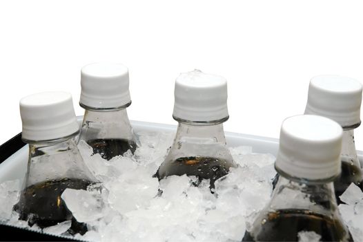 Cooler with drinks on ice.  Isolated with clipping path.