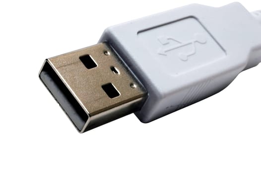 Closeup of usb cable with clipping path.