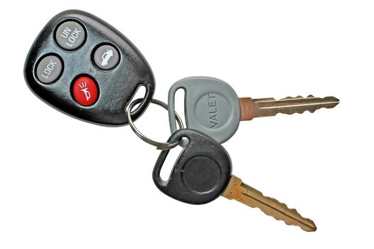 Car keys with keyless entry. Isolated with clipping path.