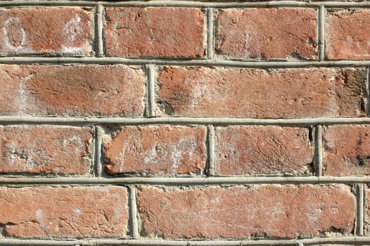 Very old red brick wall - brutal background (texture).