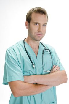 doctor posing with crossed arms and stethoscope