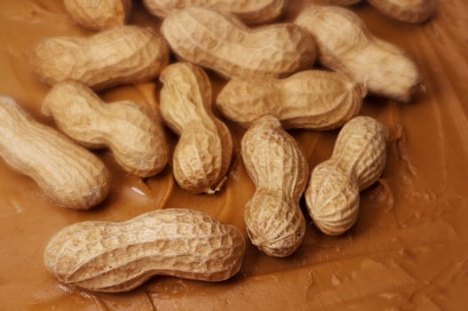 Raw peanuts in creamy peanut butter.