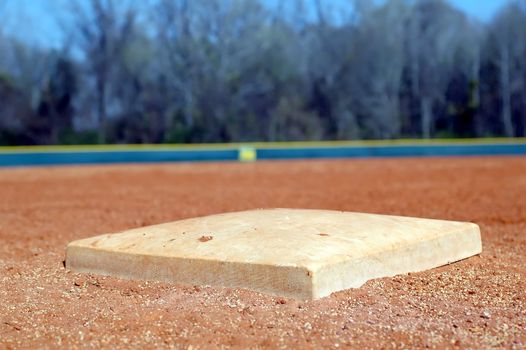 Third base on baseball diamond. 