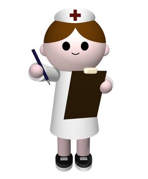 Illustration of a nurse holding a clipboard and pencil