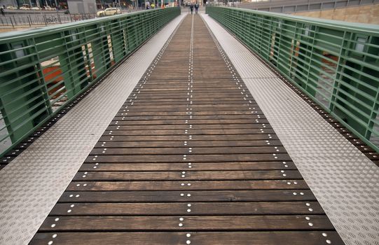 Small bridge passover to the Central Station in Berlin. Focus on first plan.