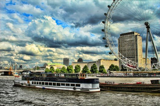 A picture of River Thames and London Eye.