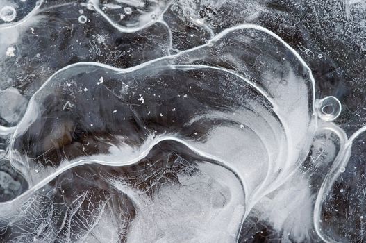 Close-up of the texture of ice