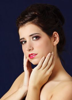 Closeup portrait of a beautiful young woman