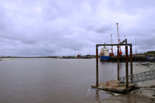 ships docked in foynes on the shannon river ireland