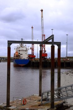 ships docked in foynes on the shannon river ireland