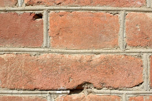 Very old red brick wall - brutal background (texture).