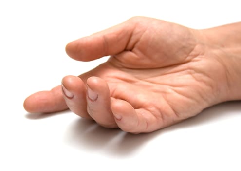 Female hand on a white background. Isolation