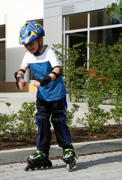 Roller young boy - during training.