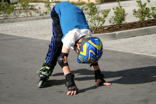 Roller young boy - during training.