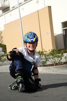 Roller young boy - during training.