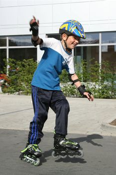 Roller young boy - during training.