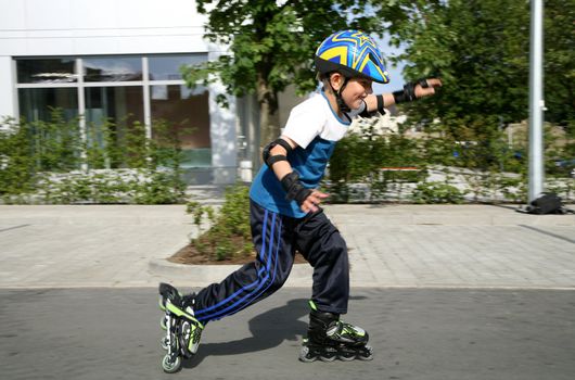 Roller young boy - during training.