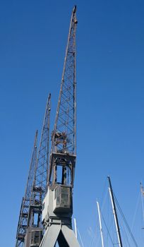 detail of dock crane in Genoa Port, Italy