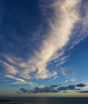 beautiful clouds at evening in Mediterranean sea