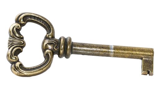 closeup of one used key on white background