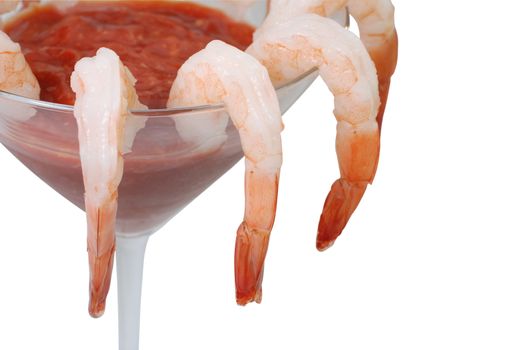 Shrimp cocktail in martini glass. 