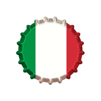 An illustration of a bottle cap with a country sign Italy