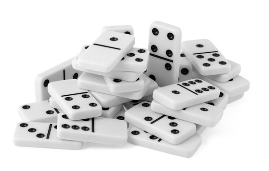 A handful of dominoes on a white background
