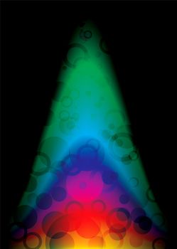 Abstract brightly colored rainbow flame glow black background