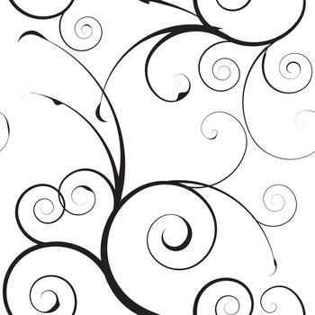Black and white seamless floral simple background pattern