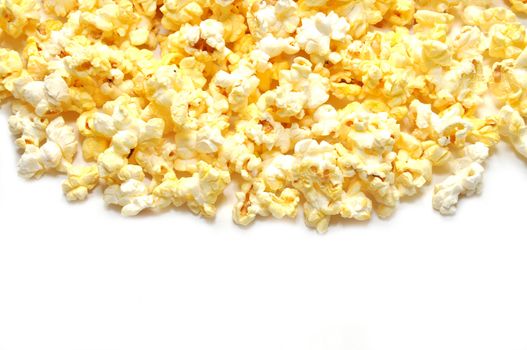 Popcorn isolated on white background with copy space. 