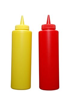 Ketchup and mustard bottles with clipping path.