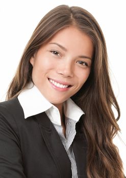 Asian businesswoman portrait isolated on white background.