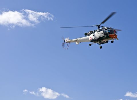 MALTA - OCTOBER 05 2008 - Military Alouette helicopter over sky background