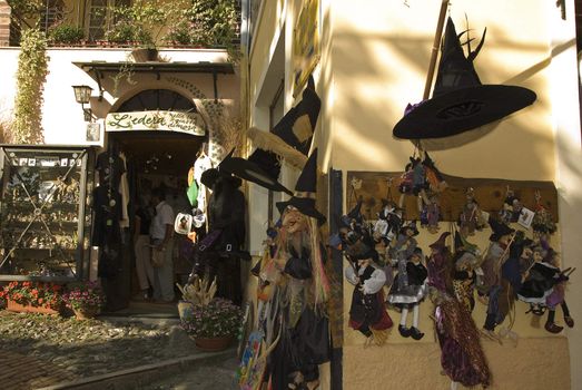 black dress for witch near a shop of costume in italy